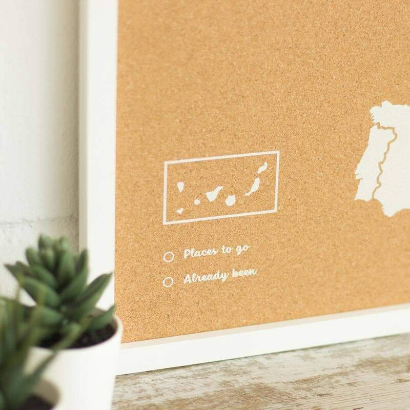 Miss Wood Mapa Woody da Europa branco 60x45cm emoldurado