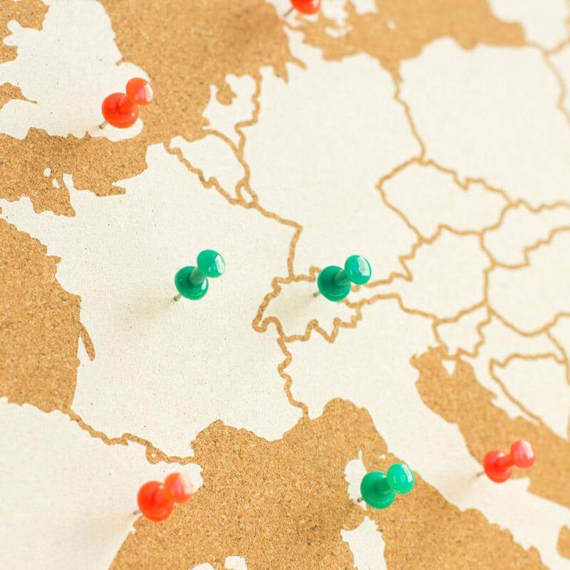 Miss Wood Mapa Woody da Europa branco 60x45cm emoldurado