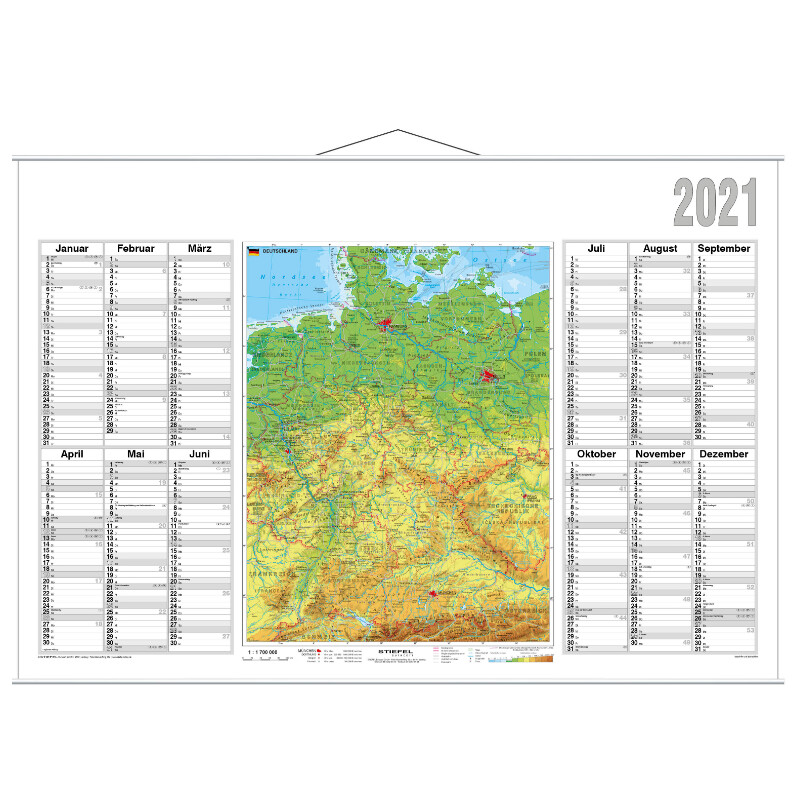 Stiefel Mapa Planeamento anual 2021 Alemanha físico