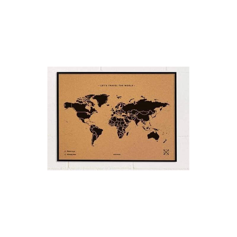 Miss Wood Mapa mundial Woody Map Natural Cork L black