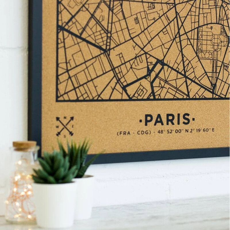 Miss Wood Mapa regional Woody Map Natural Paris XL Preto