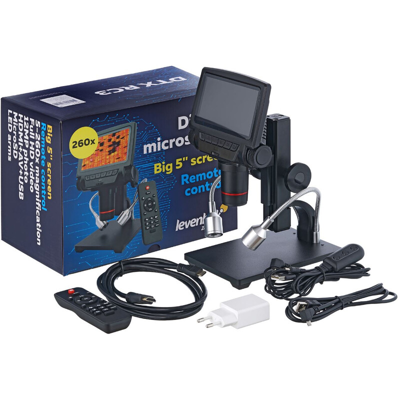 Levenhuk Microscópio DTX RC3, Digital, 5-15x opt., -260x digit.