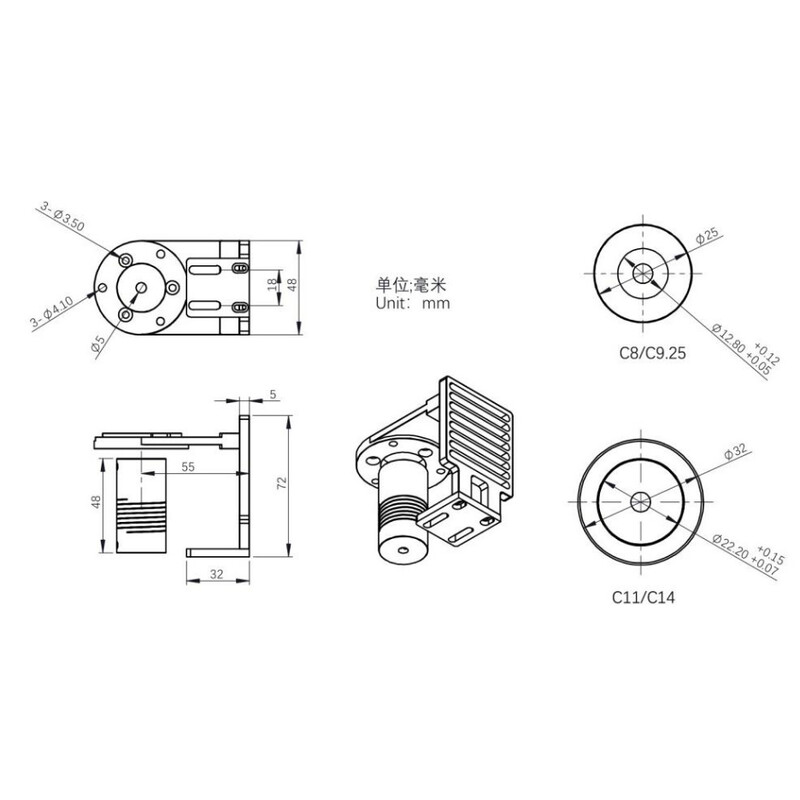 ZWO Adaptador para motor do foco EAF para Celestron C8 & 9.25