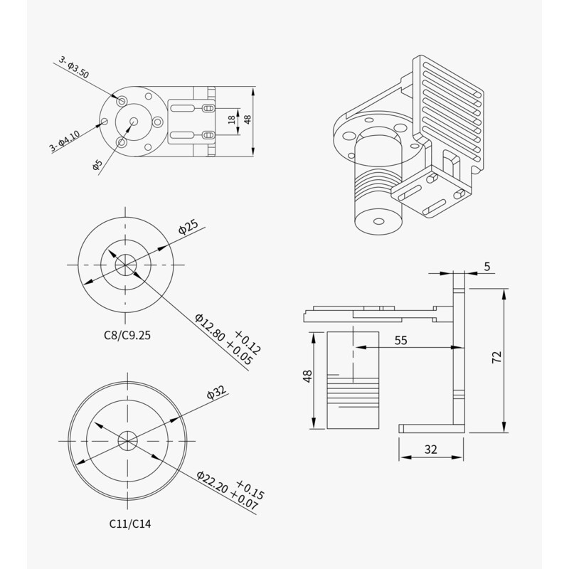 ZWO Adaptador para motor do foco EAF para Celestron C8 & 9.25