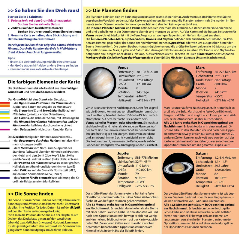 Oculum Verlag Carta de estrelas Drehbare Himmelskarte Sterne und Planeten 30cm