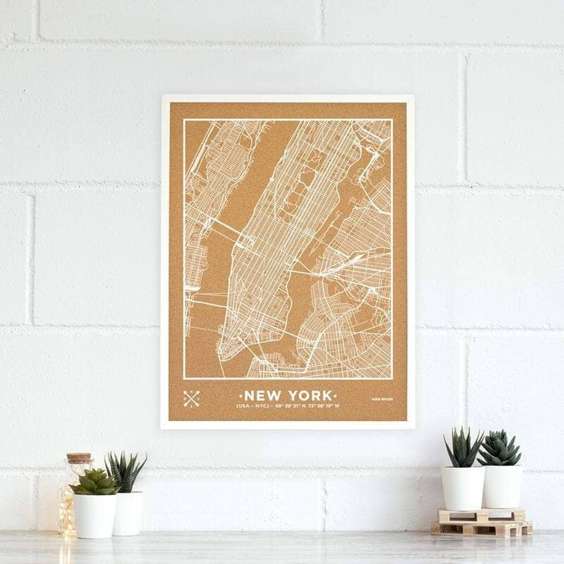 Miss Wood Mapa regional Woody Map Natural New York L White