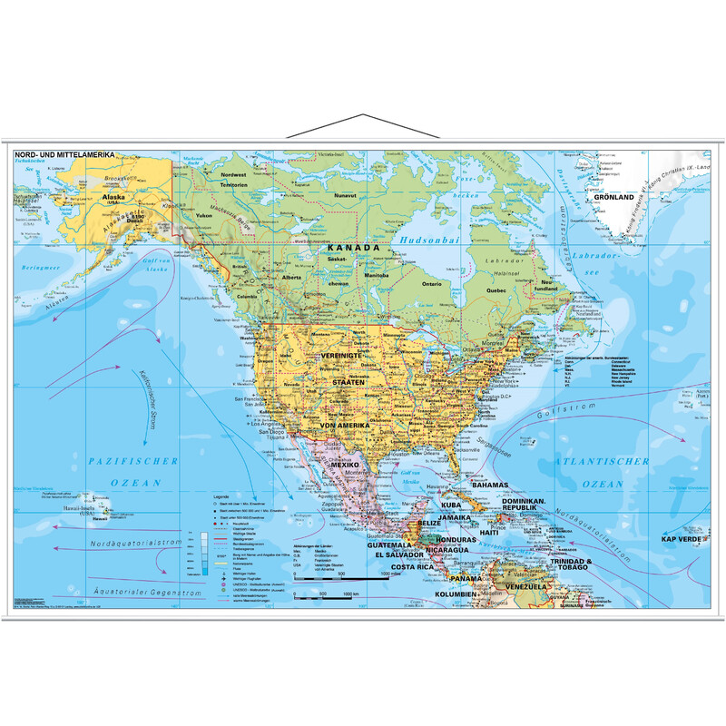 Stiefel mapa de continente Nord- und Mittelamerika politisch (137x89)