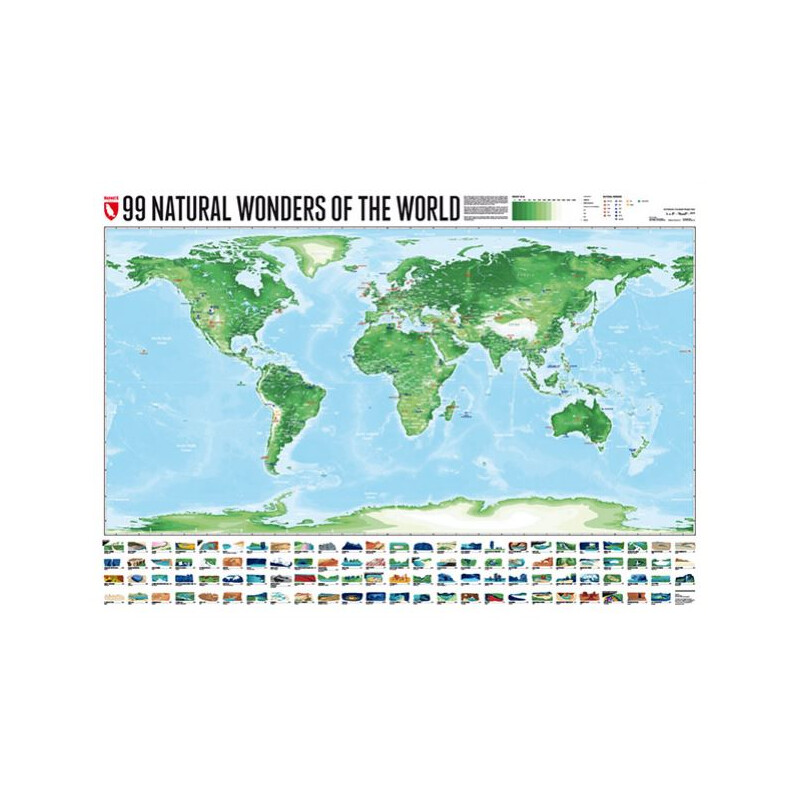 Marmota Maps Mapa mundial 99 Naturral Wonders (100x70)