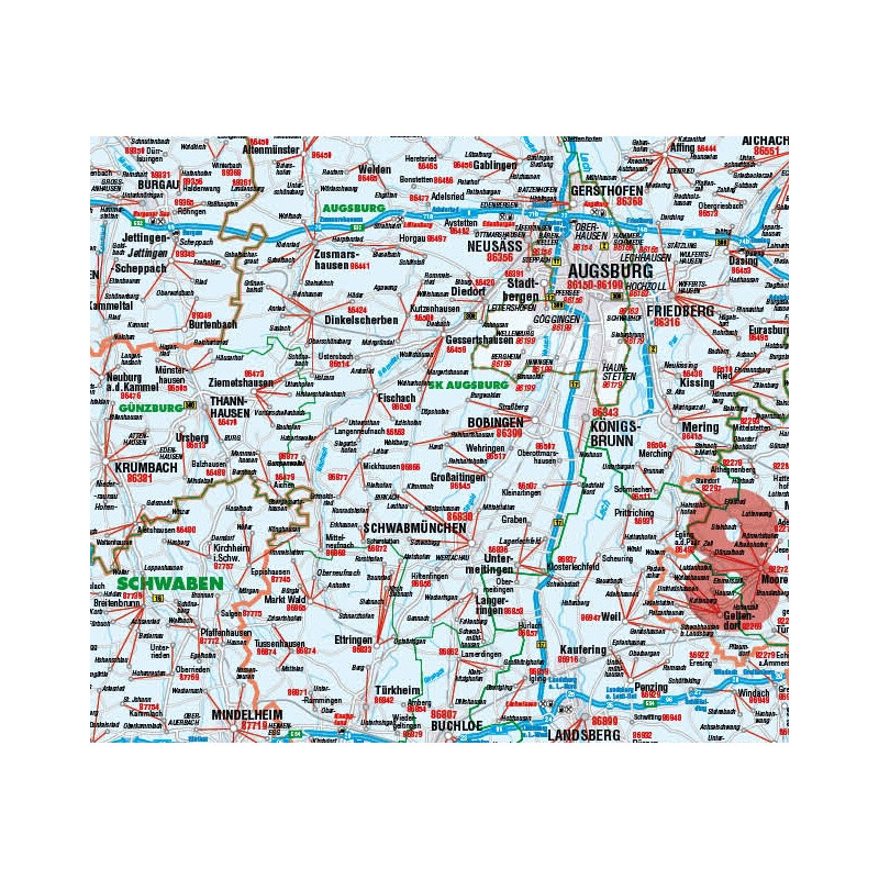 Kastanea Mapa regional Postleitzahlenkarte Bayern (110 x 112 cm)