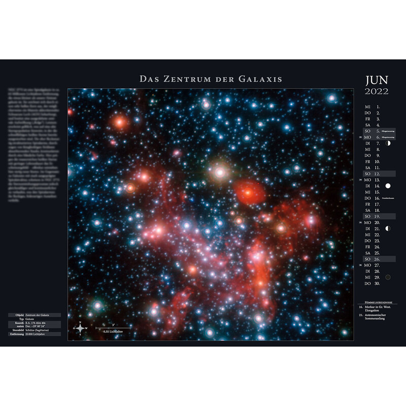 Astronomie-Verlag Calendário Weltraum-Kalender 2022