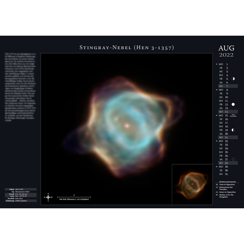 Astronomie-Verlag Calendário Weltraum-Kalender 2022