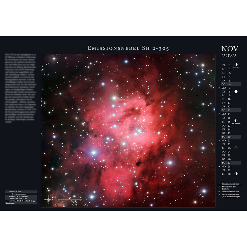 Astronomie-Verlag Calendário Weltraum-Kalender 2022