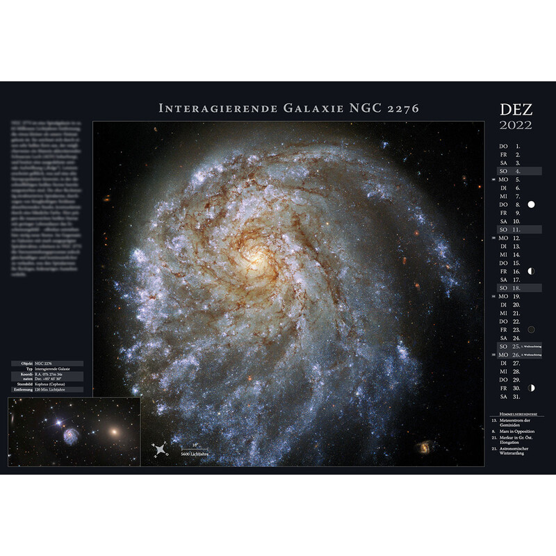 Astronomie-Verlag Calendário Weltraum-Kalender 2022