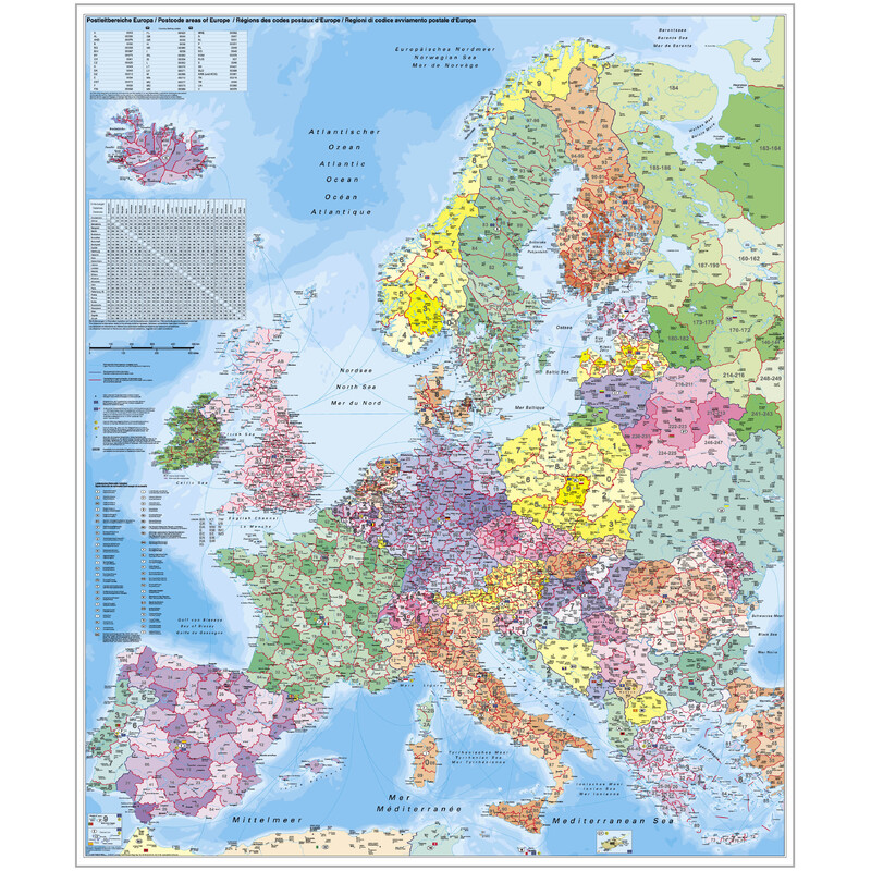 Stiefel mapa de continente Código postal da Europa (97 x 119 cm)