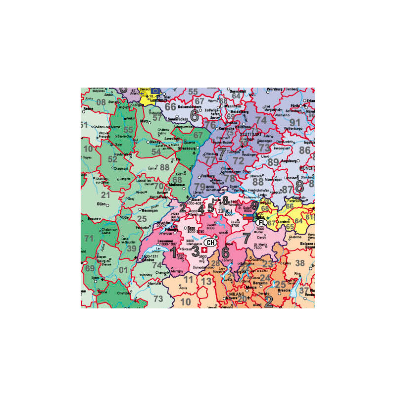 Stiefel mapa de continente Código postal da Europa (97 x 119 cm)