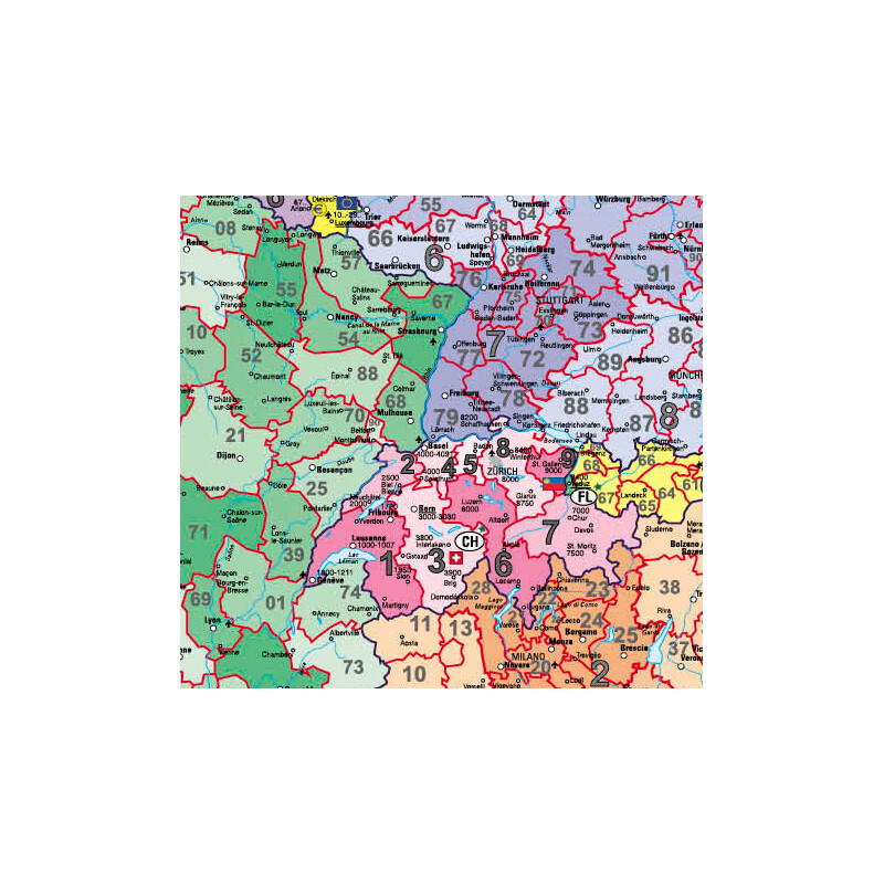 Stiefel mapa de continente Europa PLZ (97 x 119 cm)