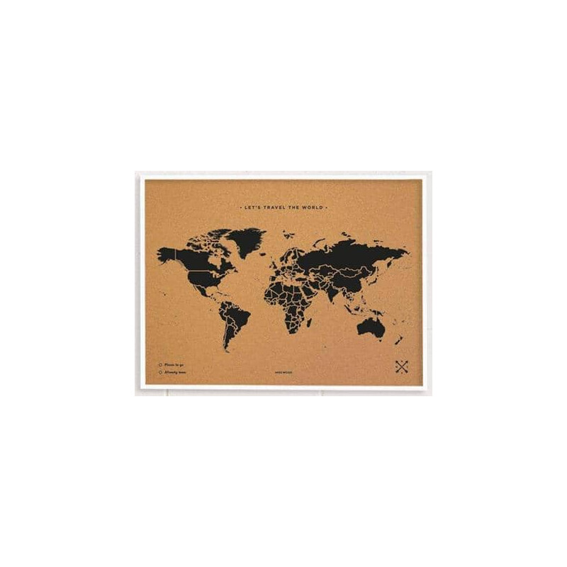 Miss Wood Mapa mundial Woody Map Natural Cork L black