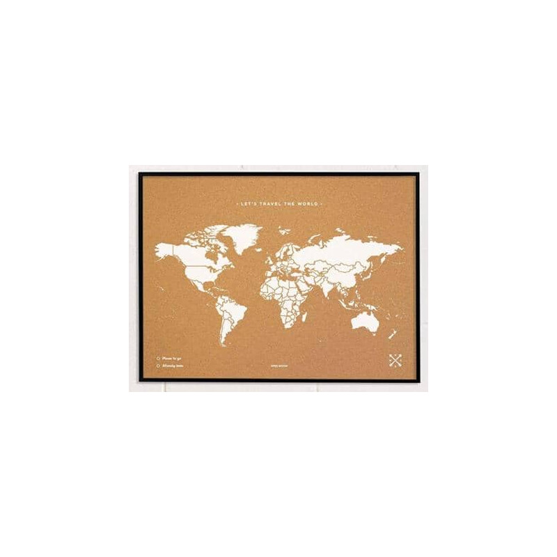 Miss Wood Mapa mundial Woody Map Natural Cork XL white