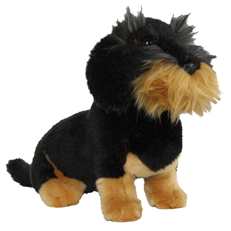AKAH TECKEL DE PÊLO ÁSPERO DE PELUCHE SENTADO PEQUENO 23 CM