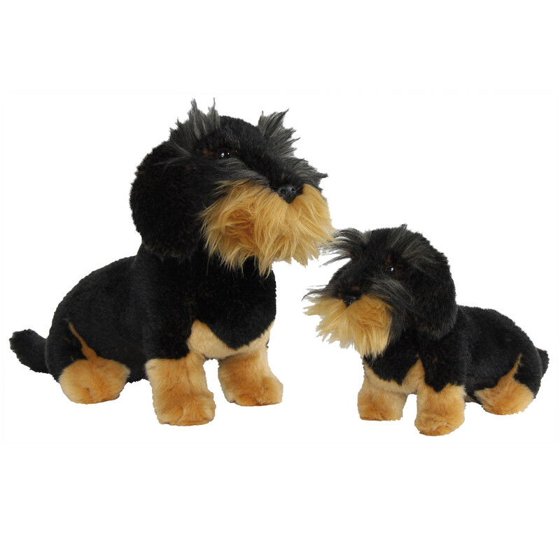 AKAH TECKEL DE PÊLO ÁSPERO DE PELUCHE SENTADO PEQUENO 23 CM
