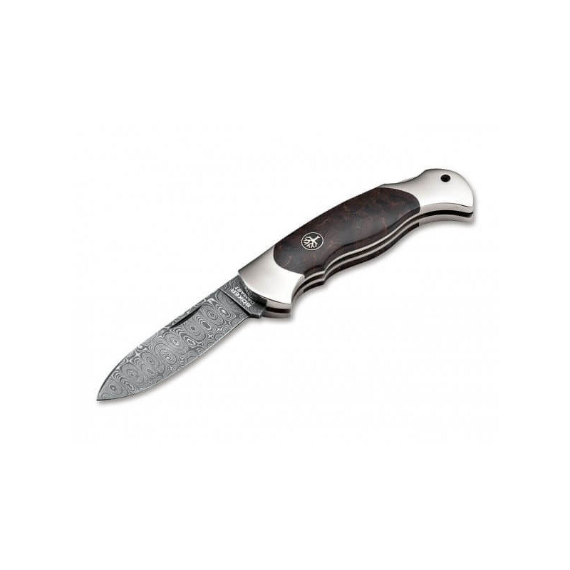 Böker Faca Scout Spearpoint Burl Birch Damascus