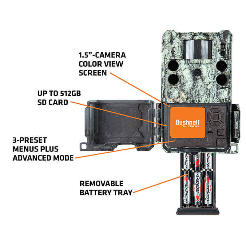 Bushnell Câmera foto selvagem 30MP CORE 4KS Camuflagem de casca de árvore sem brilho, caixa 5L