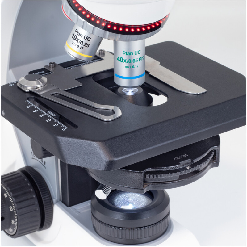 Motic Microscópio Panthera C2, pacote de fases, trino, infinito, plano, achro, 40x-400x, Halogen/LED