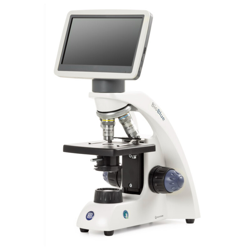 Euromex Microscópio BioBlue, BB.4200-LCD, ecrã LCD de 7 polegadas, Objectivas SMP 4/10/S40x, DIN, 40x - 400x, 10x/18, LED, 1W, Estante de amostra simples