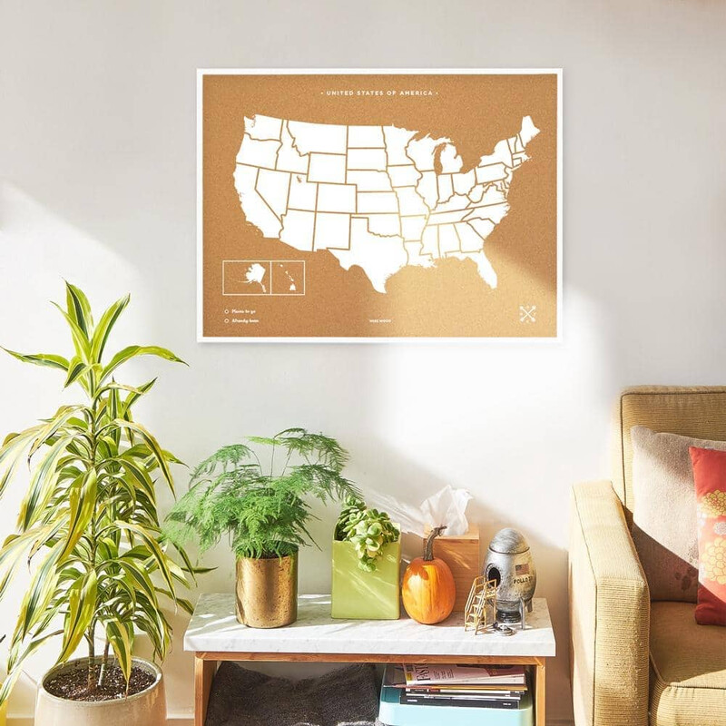 Miss Wood Mapa Woody Países Estados Unidos EUA (90 x 60 cm)