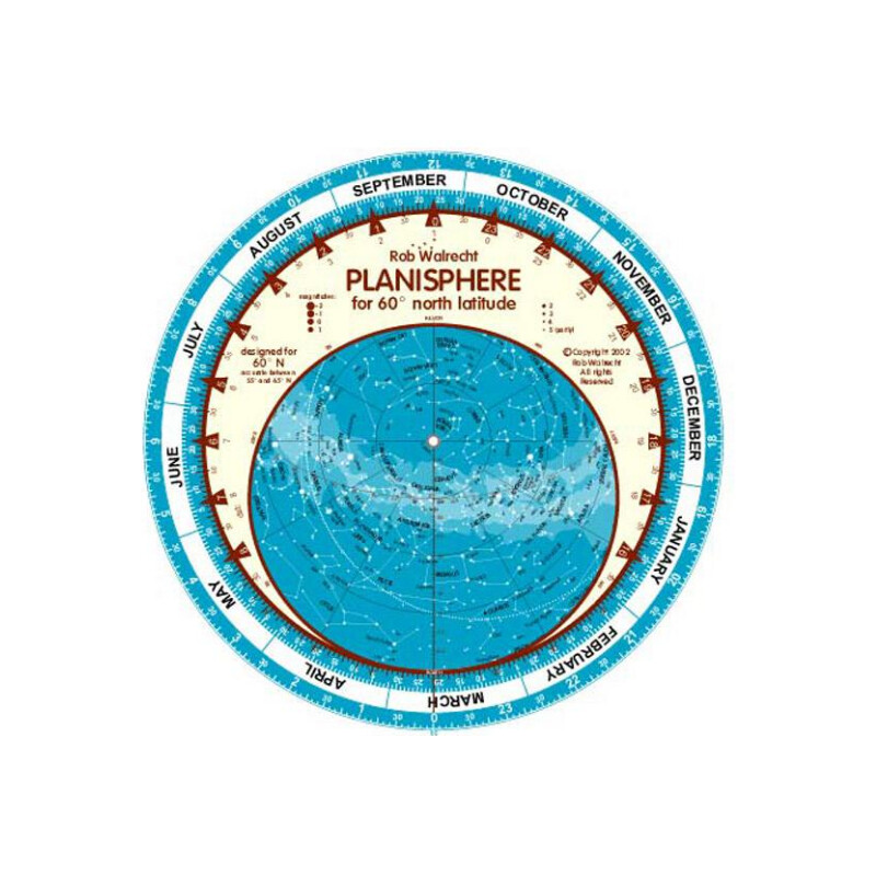 Rob Walrecht Carta de estrelas Planisphere 60°N 25cm