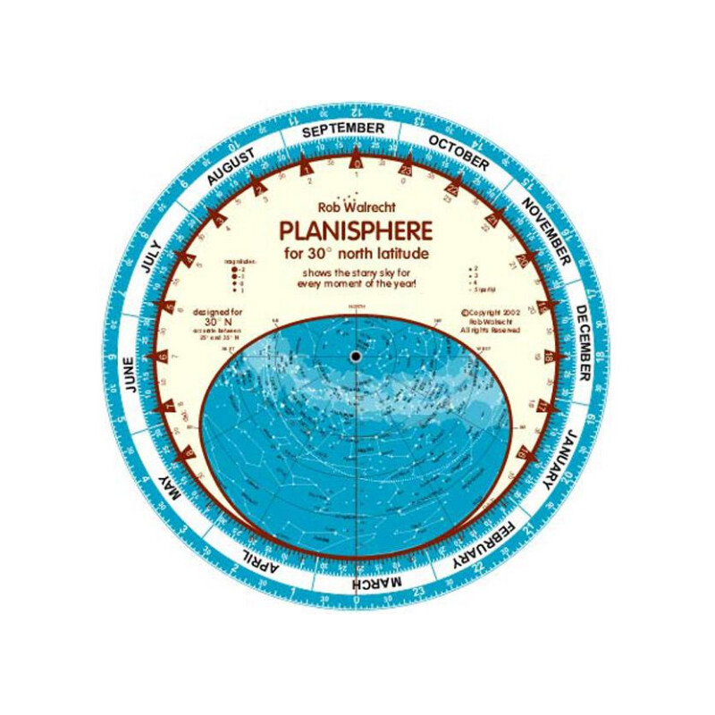 Rob Walrecht Carta de estrelas Planisphere 30°N 25cm