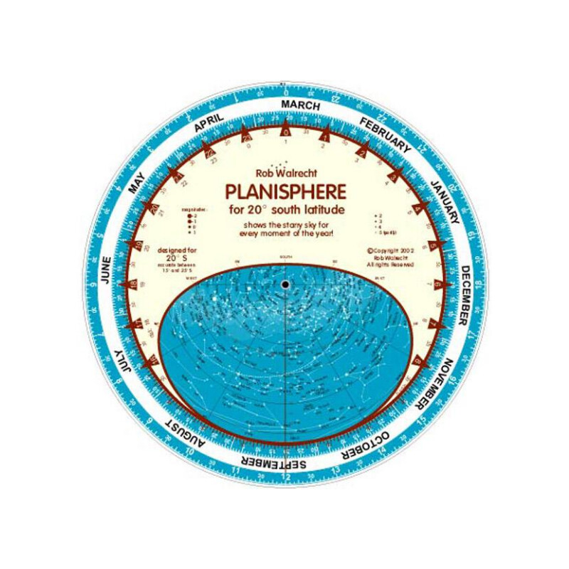 Rob Walrecht Carta de estrelas Planisphere 20°S 25cm