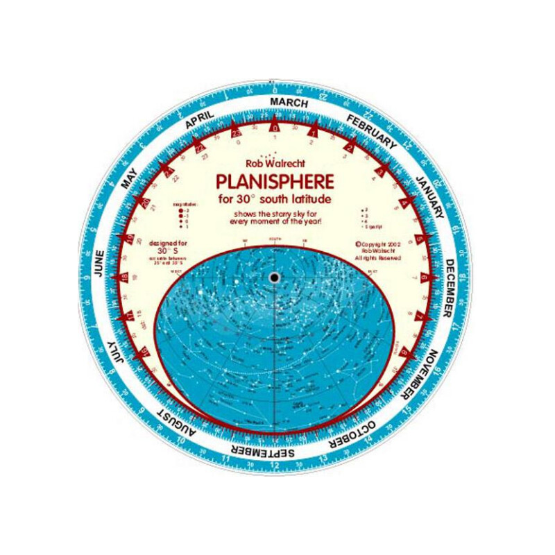 Rob Walrecht Carta de estrelas Planisphere 30°S 25cm