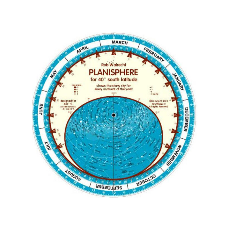 Rob Walrecht Carta de estrelas Planisphere 40°S 25cm