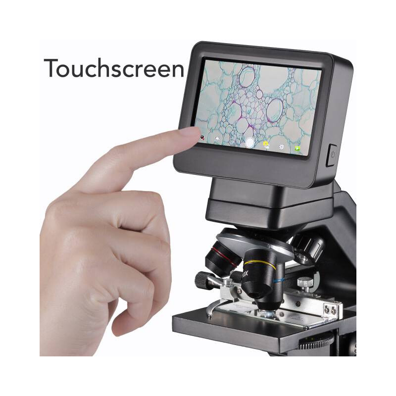 Bresser Biolux Touch, ecrã, 30x-1125x, AL/DL, LED, 5 MP, HDMI, Microscópio para escola e passatempo
