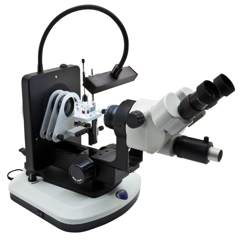 Optika Microscópio estéreo zoom OPTIGEM-20 trino, BF, DF, Greenough, w.d. 100mm, 10x/21mm, 0.7x-4.5x