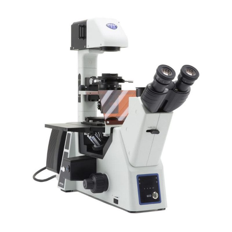 Optika Microscópio invertido IM-5FLD, FL, trino, inverso, 10x24mm, AL/DL, objectivas LED 5W, 8W w.o.