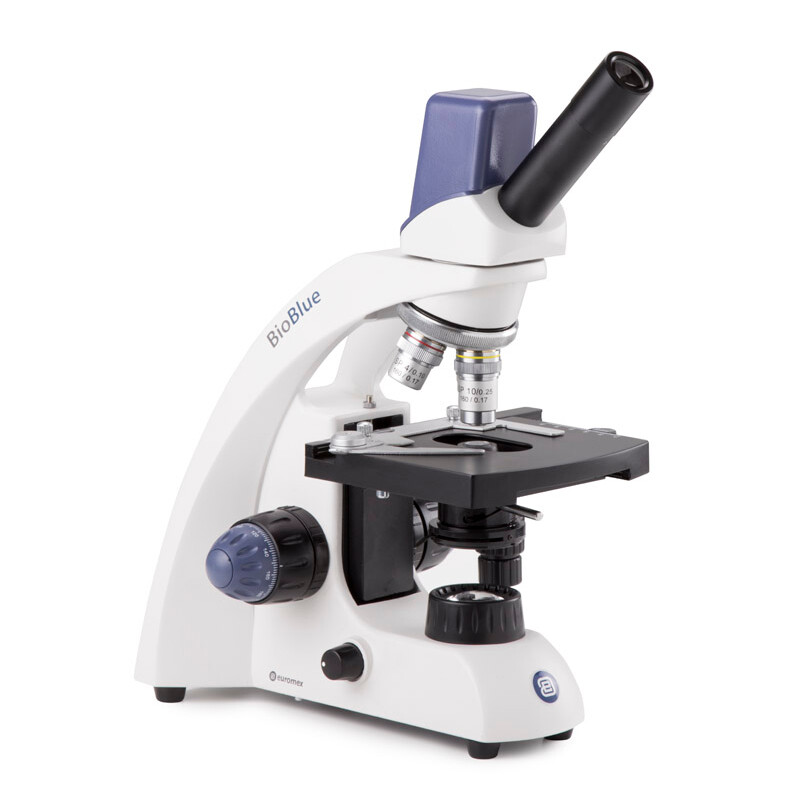 Euromex Microscópio BioBlue, BB.4225, Digital, mono, DIN, 40x - 400x, 10x/18, LED, 1W, com mesa cruzada