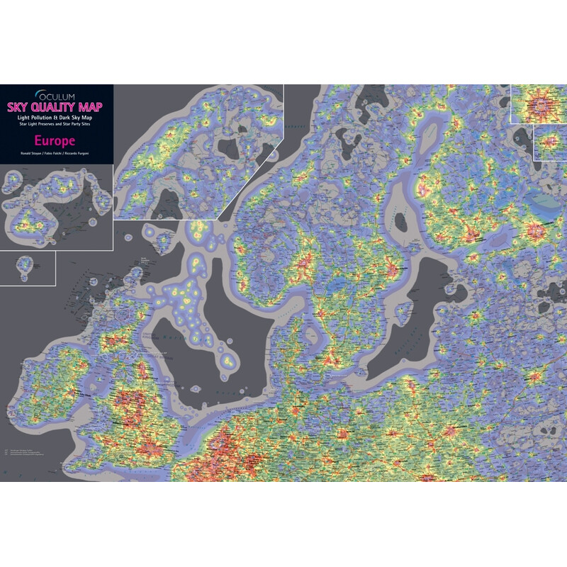 Oculum Verlag Mapa de continente Sky Quality Map Europe