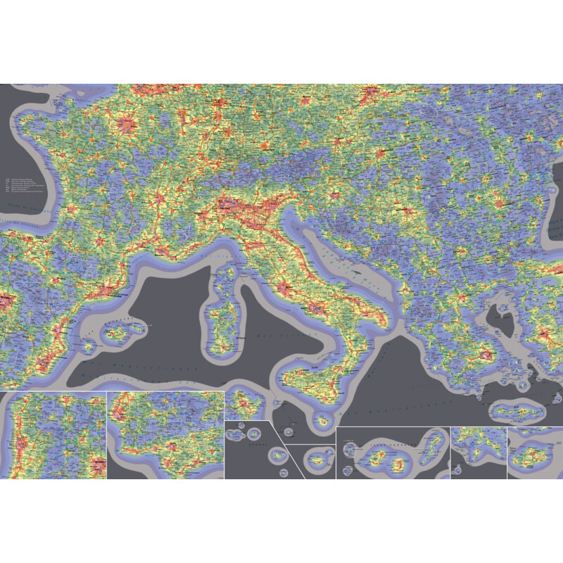 Oculum Verlag mapa de continente Sky Quality Map Europe