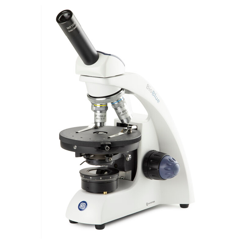 Euromex Microscópio BioBlue, BB.4240-P-DLED, mono, pol, DIN, semiplan, 40x-600x, 10x/18, LED, 1 W, bateria recarregável