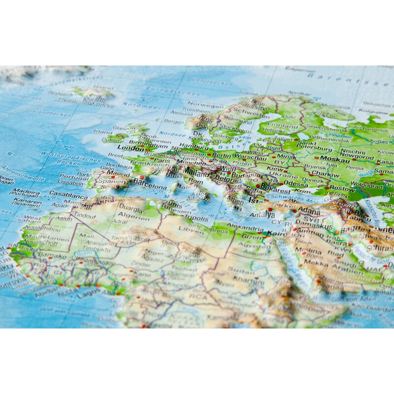 Georelief Mapa 3D em relevo com Quadro de madeira (77 x 57 cm)
