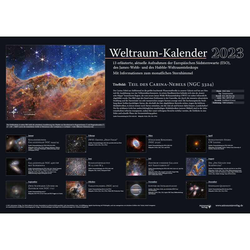 Astronomie-Verlag Calendário Weltraum-Kalender 2023