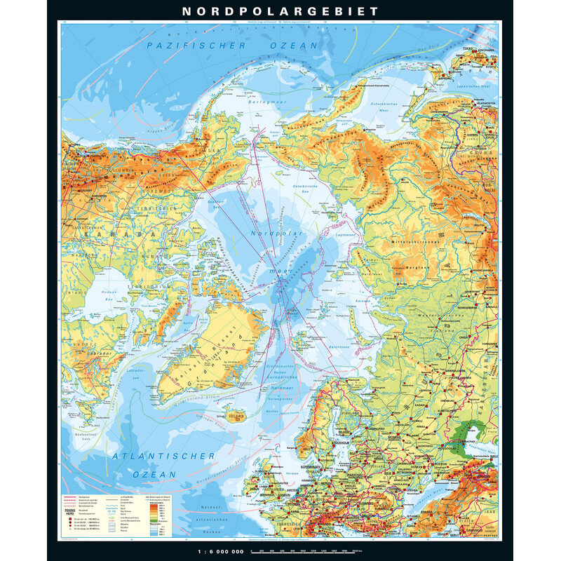 PONS Mapa regional Nordpolargebiet physisch (210 x 230 cm)