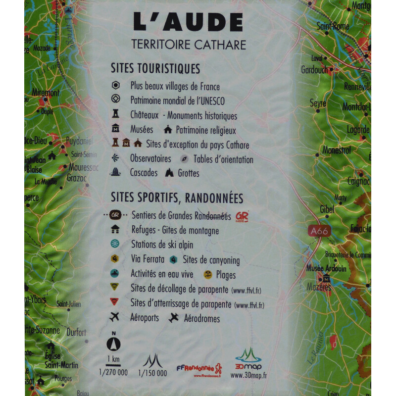 3Dmap Mapa regional L'Aude (61 x 41 cm)