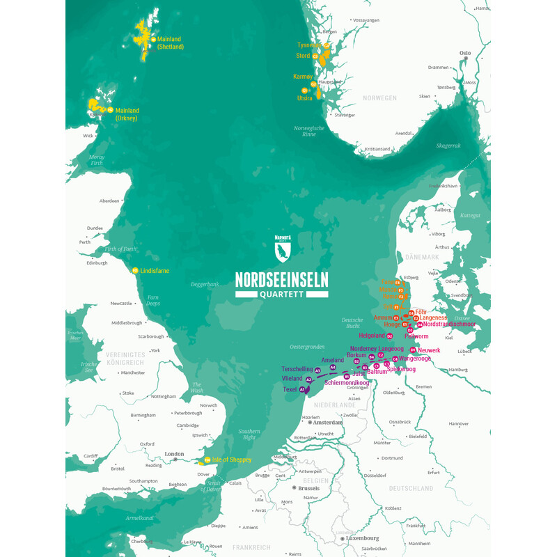 Marmota Maps Quarteto de ilhas do Mar do Norte