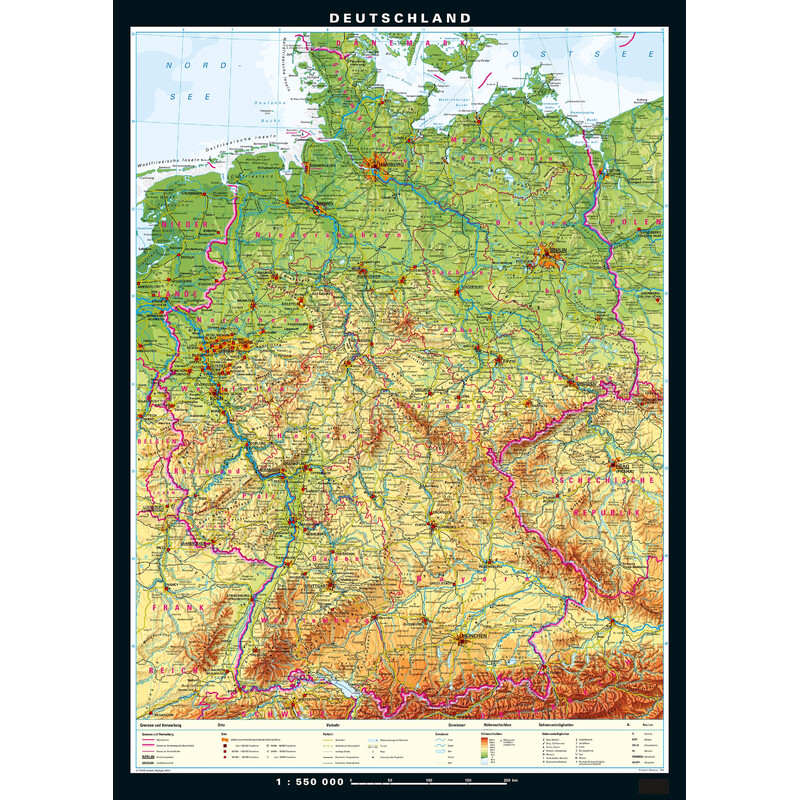 PONS Mapa Alemanha fisicamente e politicamente (133 x 186 cm)