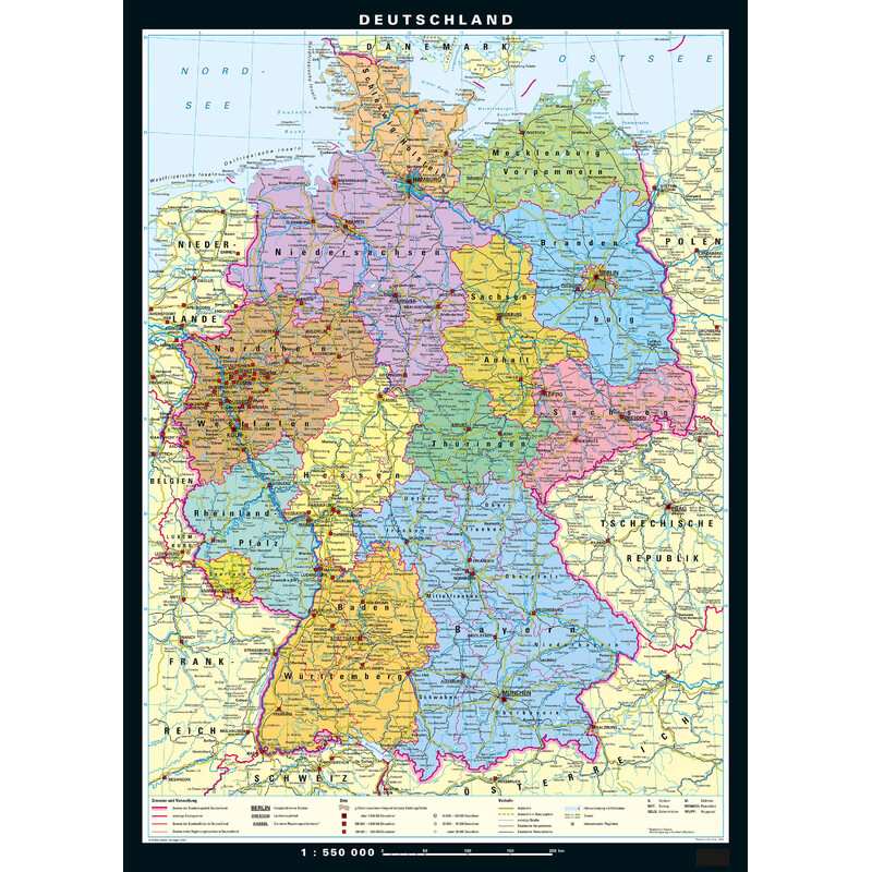 PONS Mapa Alemanha fisicamente e politicamente (133 x 186 cm)