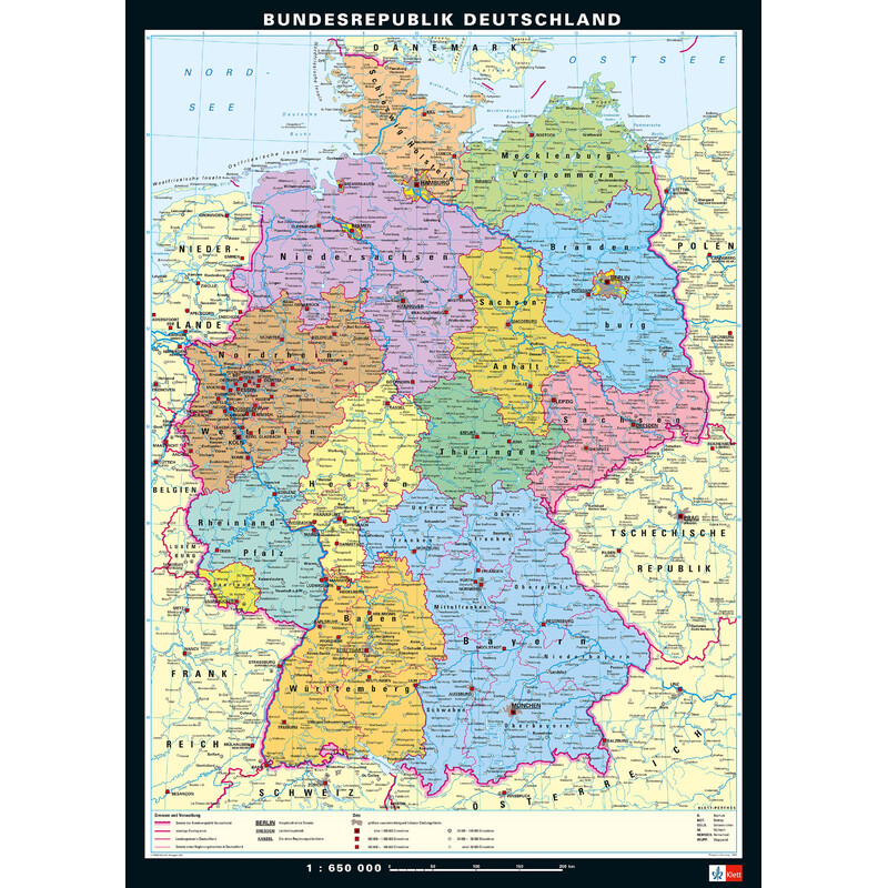 PONS Mapa Alemanha fisicamente e politicamente (113 x 157 cm)