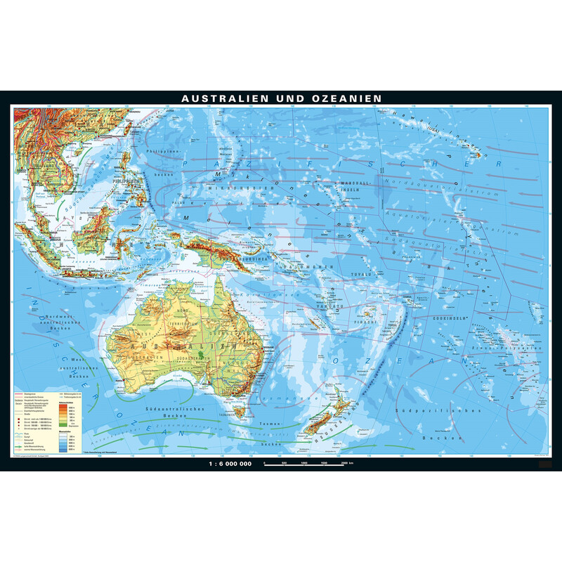 PONS Mapa regional Austrália e Oceânia físico (233 x 158 cm)